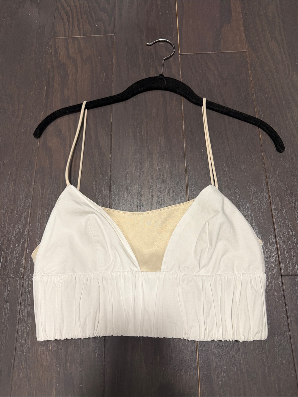 Zara White Cropped Bralette with Contrast Lining
